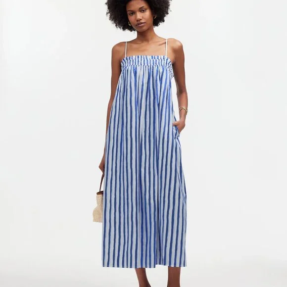 Madewell A-Line Blue Striped Midi Dress size XXS - Picture 4 of 4